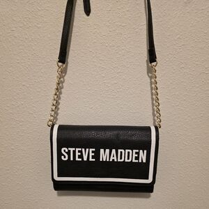 Steve Madden Black and White Chain Strap Bag